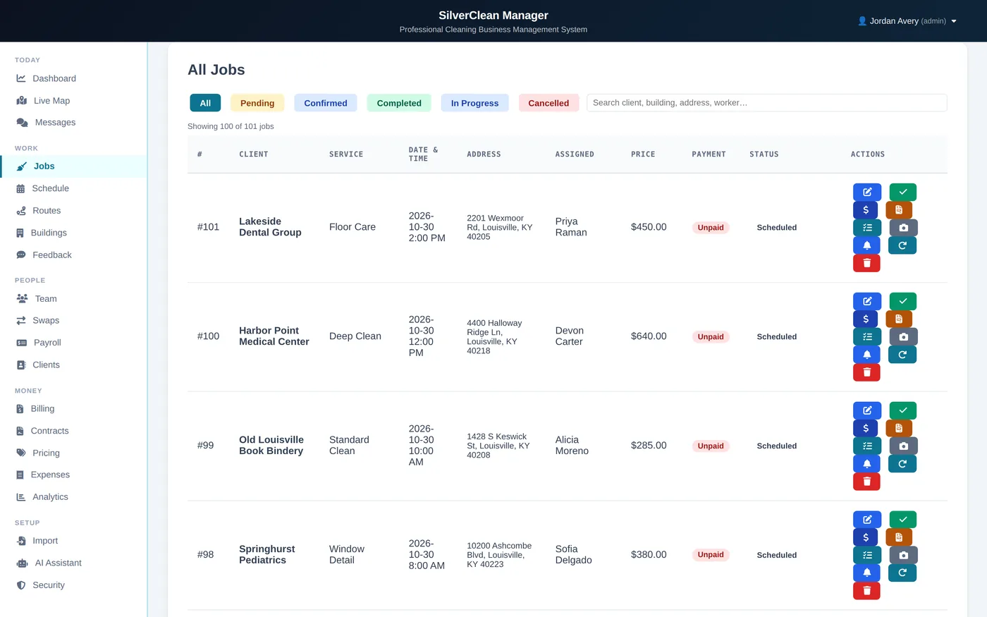 The jobs tab, where a task can be marked photo-required